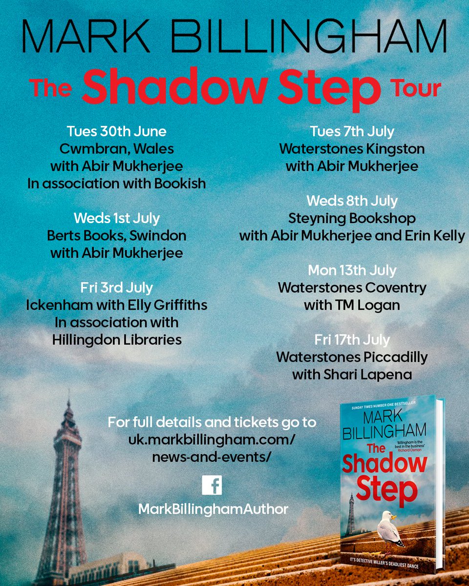 MarkBillingham's tweet photo. Here are some of the events lined up for the next few months as I shamelessly pimp the brand new Declan Miller book -  THE SHADOW STEP. Delighted to be sharing stages with the likes of @cbrookmyre @radiomukhers @mserinkelly @TMLoganAuthor Shari Lapena and Mick Herron. All links to full details, tickets etc on my website at: https://t.co/G1KDpI5uAJ