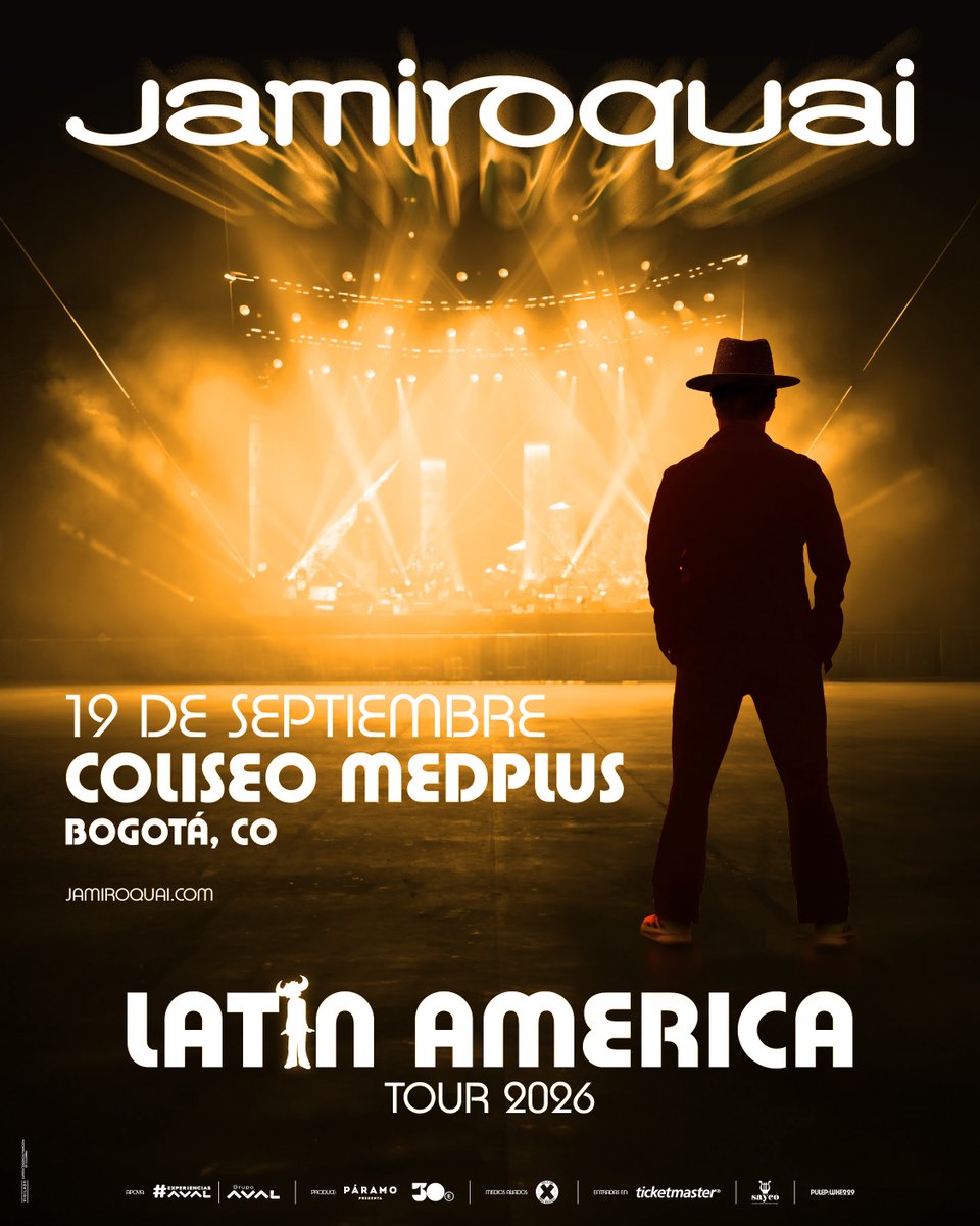 Radiorageofi's tweet photo. Jamiroquai regresa a Colombia para su gira Latino América Tour 2026, el 19 de septiembre en @coliseomedplus la preventa exclusiva a partir del 19 de mayo. La venta para el público general 21 de mayo entradas @Ticketmastercol @paramo_presenta 
https://t.co/fvc4FnhQL5 https://t.co/bh8ddvYjBA