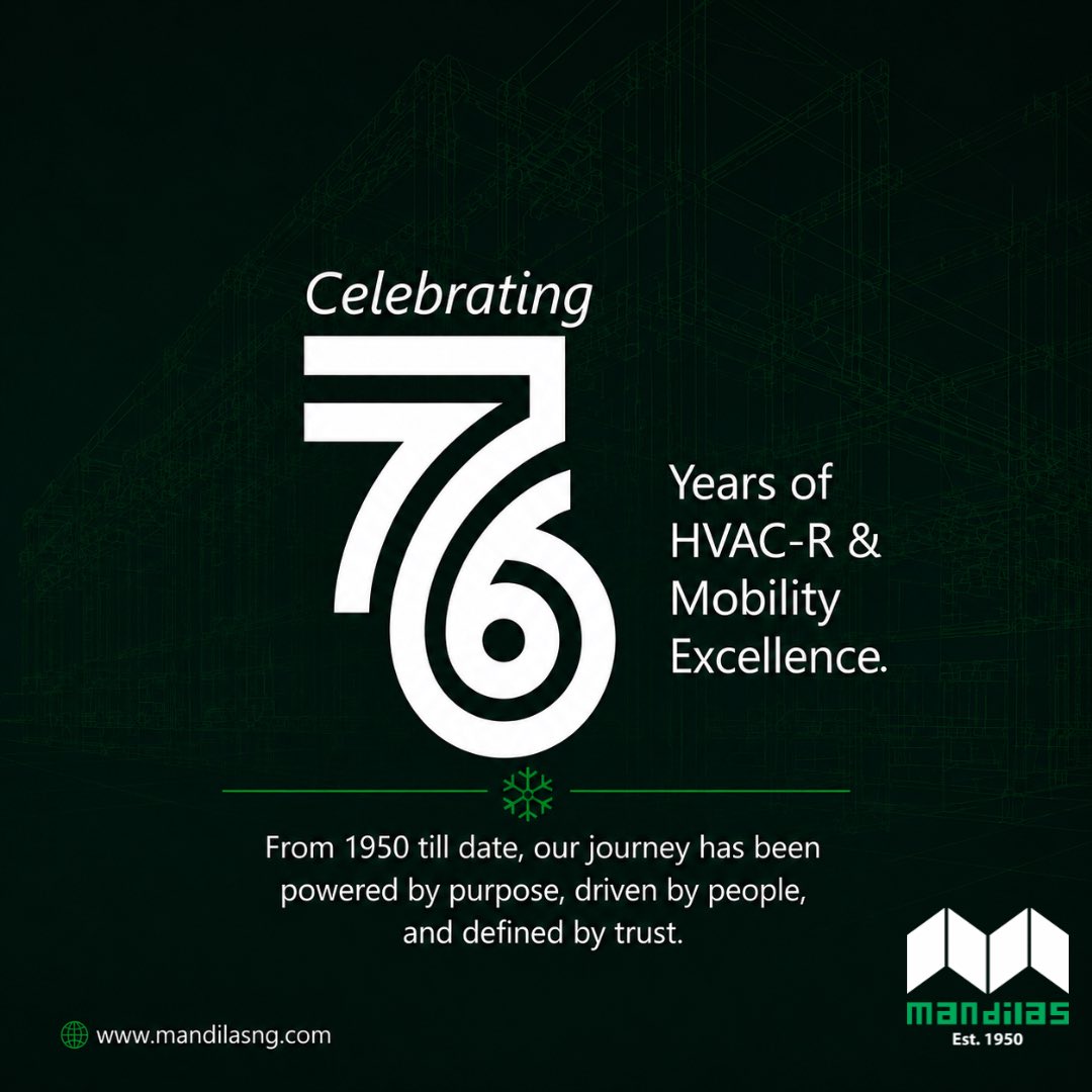 MandilasGroup's tweet photo. 76 years of trusted solutions.
76 years of moving businesses and individuals forward.

From HVAC-R to mobility solutions, our commitment has always been the same — excellence, reliability, and progress.

Today, we celebrate the journey and the people who made it all possible.

#MandilasAt76 #MandilasGroup