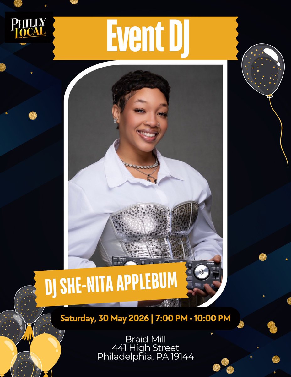 phillylocalmag's tweet photo. 🎉Join us on Saturday, May 30th from 7 PM - 10 PM to celebrate the launch of @phillylocalmag ! 🎉

Get ready to vibe to sounds from DJ She-Nita Applebum (@ErykeeahSheion )! Be sure to follow her to stay up to date on upcoming events.

✅ RSVP via email by Friday, May 22nd https://t.co/DmmCjaHdEm