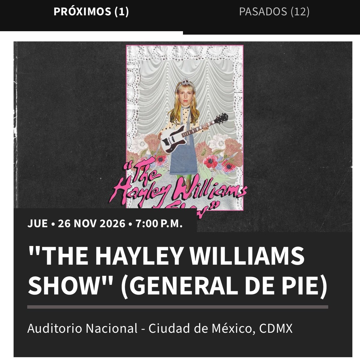 DavidIReyna's tweet photo. Vencí la preventa voy a ver a Hayley en el Auditoriooo chtm Ticketmaster para no perder la costumbre 😭 https://t.co/AW8LtBg74j