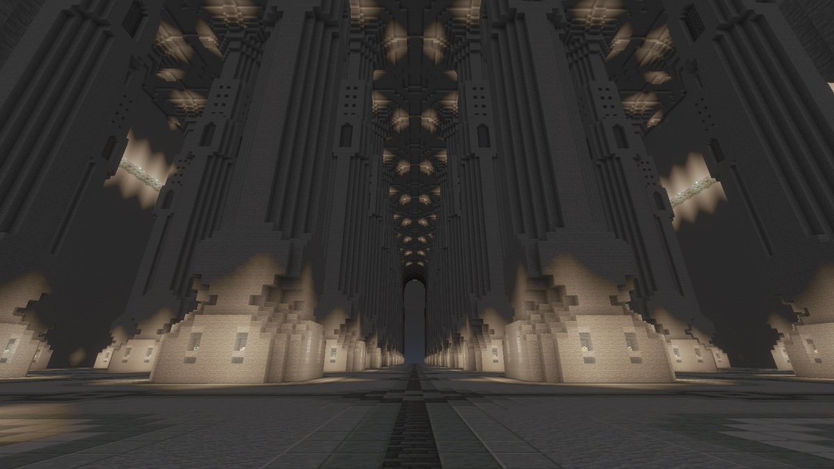 Taicho_no_BLACK's tweet photo. #マイクラ #Minecraft #隊長の世界

先日漸く完成した地下神殿！

ロードオブザリングのモリアの坑道(カザド＝ドゥム)がモデル。
200×475×100の範囲を掘って90本の柱を建ててます。

開発に携わった皆様、ありがとうございました(≧▽≦) https://t.co/82Sg7FuLiN