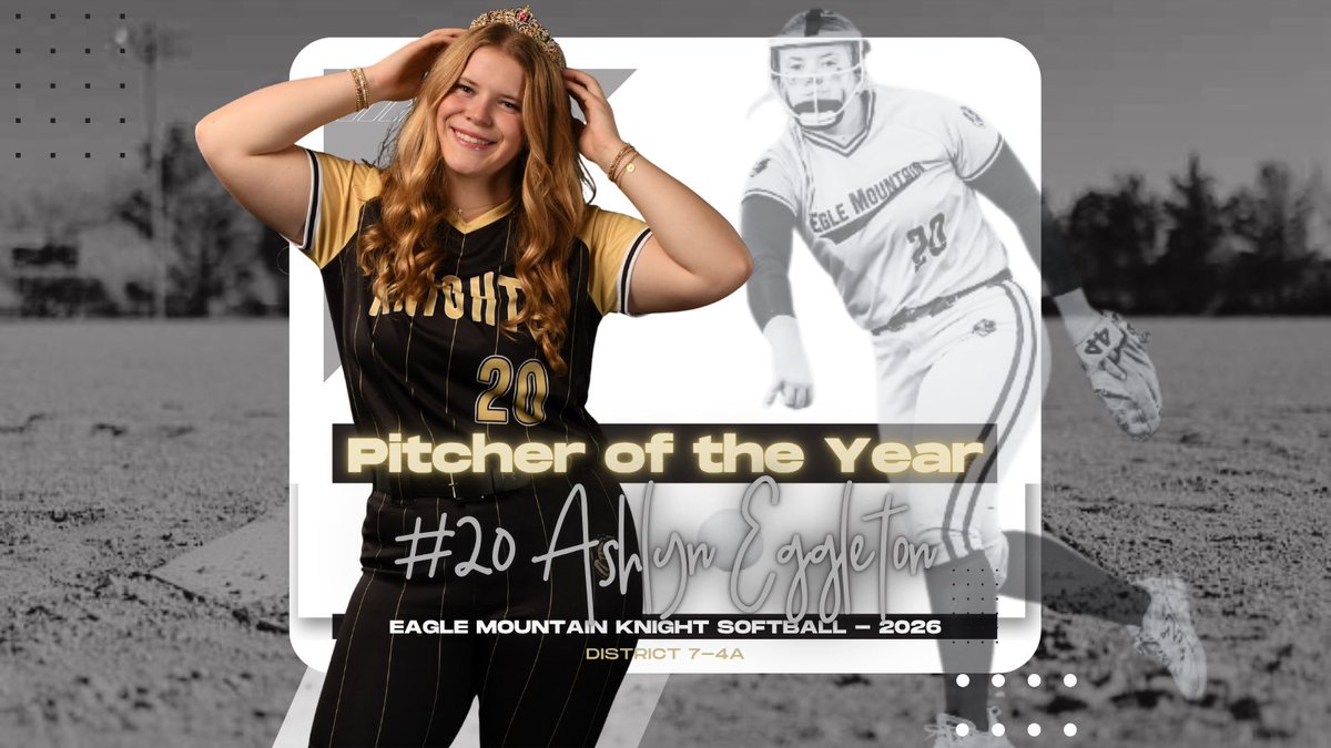 emhs_SB's tweet photo. ⚔️ District 7–4A Pitcher of the Year🥎

Congrats, Ashlyn Eggleton! Egg was dominant all season long, leading with confidence, competitiveness and consistency in the circle! 

#ArmorUp https://t.co/oVLiLcuRQx