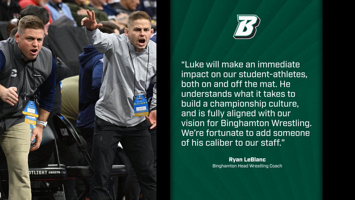 BearcatsWrestle's tweet photo. Coach LeBlanc and Coach Welch have reunited after previously working together for five seasons at The Citadel! 🤝

#ONEBinghamton https://t.co/XN3rlKCVuE