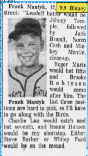 BehindBmoreLots's tweet photo. the line up of Frank's Dream All-Star American League Team! (circa 1962) https://t.co/S6zdK1m8sM