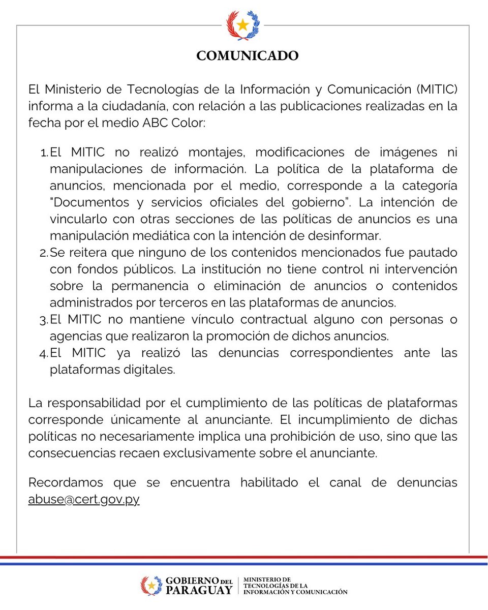 MITIC Paraguay tweet media