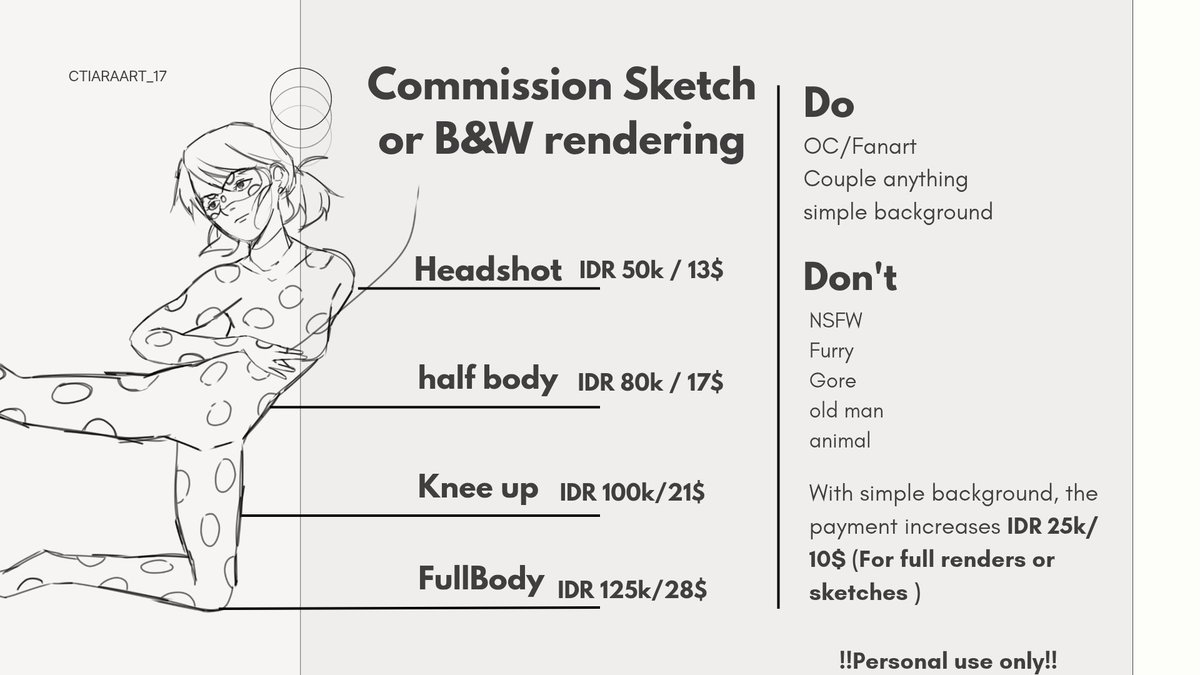 Ctiaraart_17's tweet photo. Finally...
💌Art commissions are open for local and international. Before ordering, please read the service terms carefully.

Yuk dibeli" biar g nganggur aku🙃🫰 https://t.co/A5B5OxsHzG