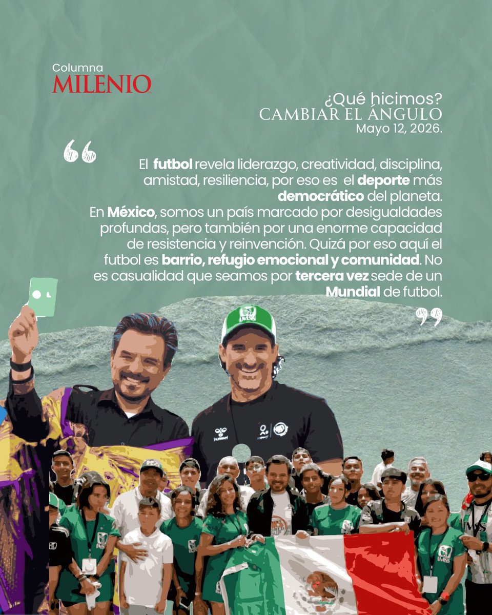 zoerobledo's tweet photo. Amigas y amigos, los invito a leer mi columna #QuéHicimos: “Cambiar el ángulo”. 💚

✍🏼 Este fin de semana, en la Street Child World Cup, vimos cómo el futbol puede hacer algo extraordinario: cambiar la forma en que miramos a las y los jóvenes. En la cancha, las fronteras se desdibujan, la desigualdad pierde fuerza y lo que emerge es su talento, resiliencia y capacidad de reinventarse. ⚽️🌍

👉🏼 https://t.co/Jf24oLJWbK