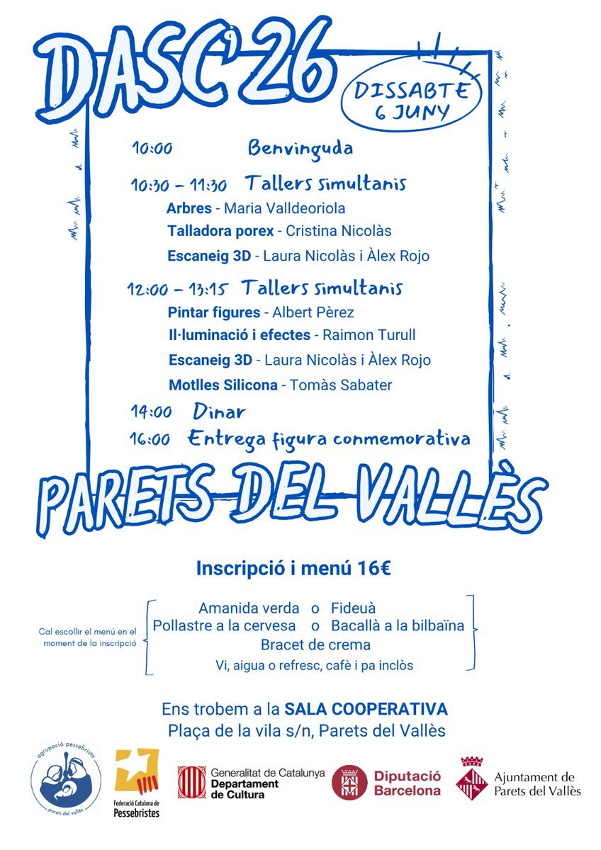 pessebrescat's tweet photo. Com cada any, organitzem una diada de tallers amb tècniques i recursos per al pessebre. Aquesta vegada a Parets del Vallès 
#pessebrisme #associacionisme #DASC2026 https://t.co/zVtHCL85Rh