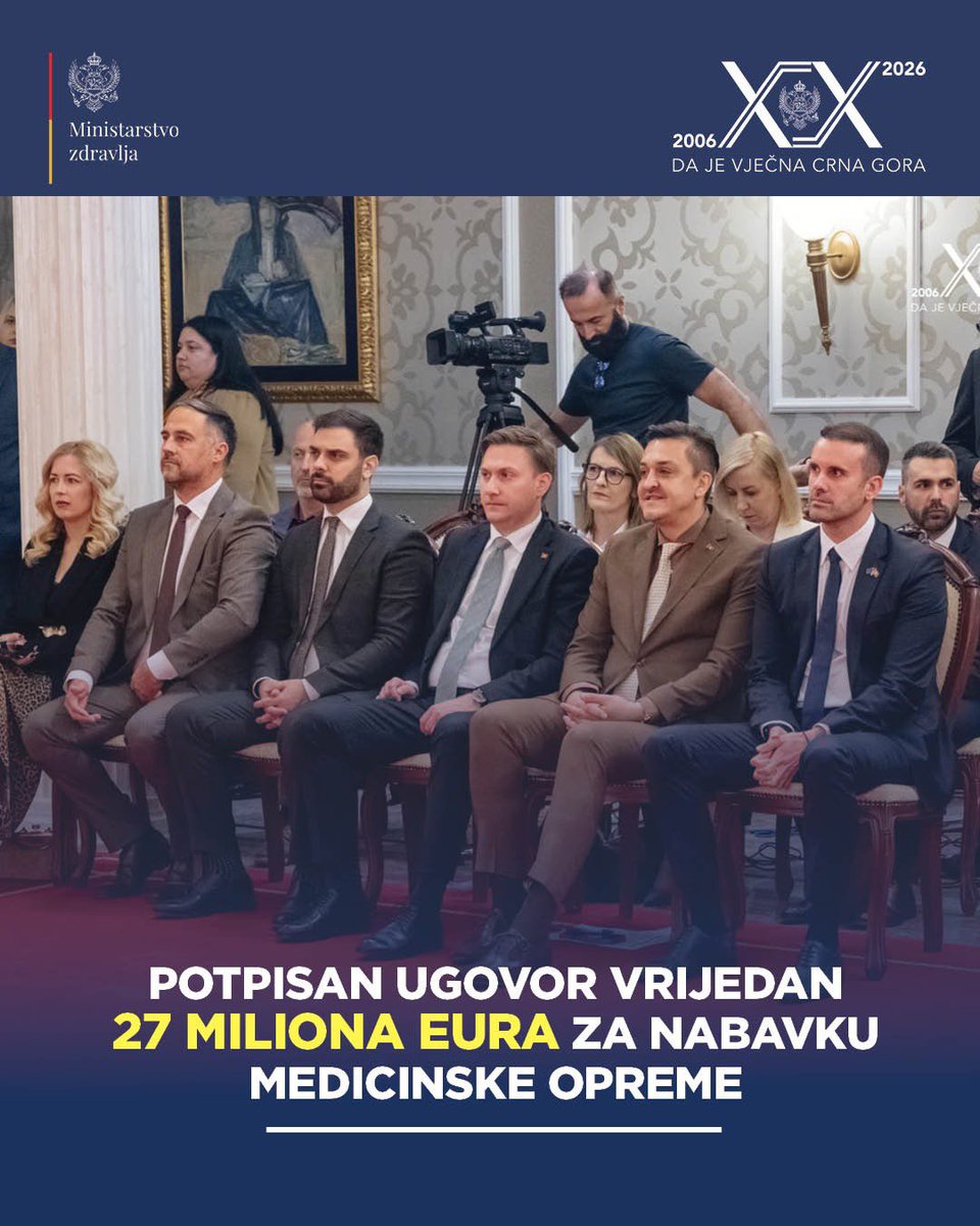 MinZdravlja's tweet photo. 🇪🇺 U okviru Ugovora o kreditima koje je Vlada 🇲🇪 juče potpisala sa EIB-om, ukupne vrijednosti 252 miliona eura, zaključen je i kreditni aranžman od izuzetnog značaja za zdravstveni sistem Crne Gore, kojim je obezbijeđeno 27 miliona eura za nabavku savremene medicinske opreme. https://t.co/dxPilXSr8M