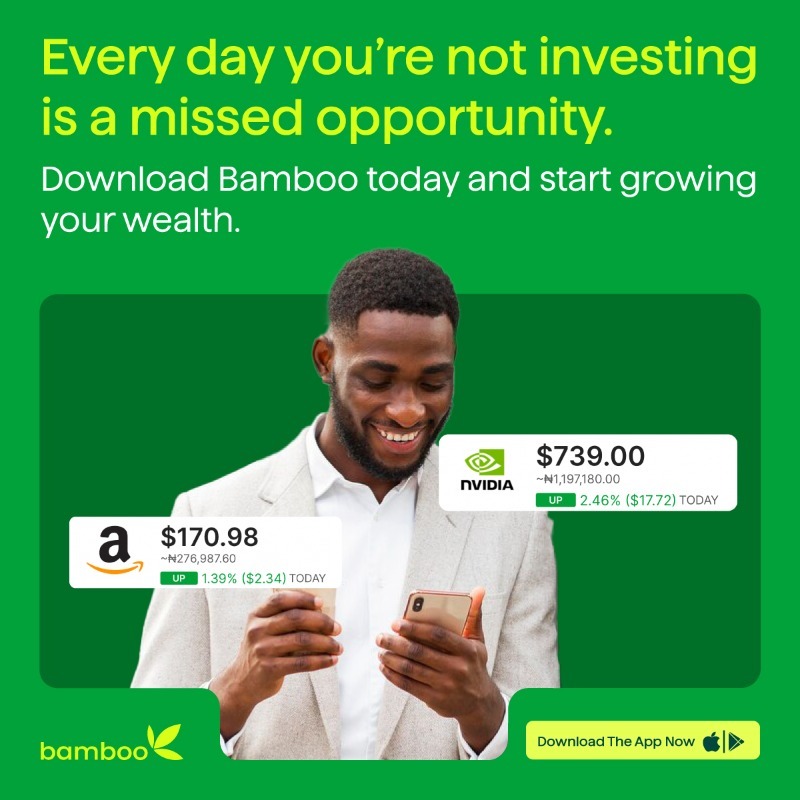 investbamboo's tweet photo. Don’t just save, build wealth 💰
Invest in Cedis, 𝗲𝗮𝗿𝗻 𝗶𝗻 𝗗𝗼𝗹𝗹𝗮𝗿𝘀, and grow your wealth.

Download the Bamboo app, fund your wallet and start investing today.