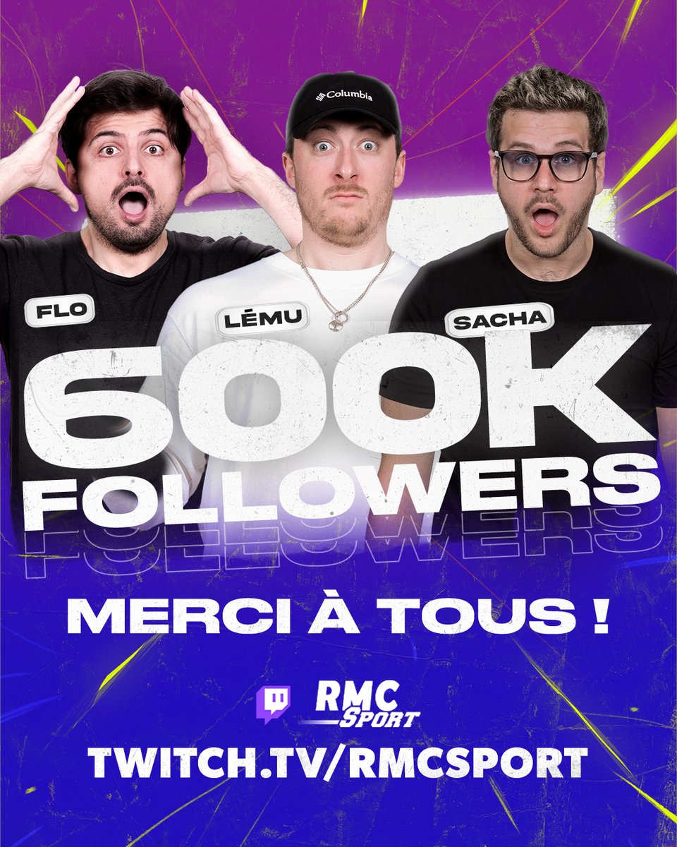 RMCsport's tweet photo. 600K ABONNÉS SUR TWITCH ! 🙌

Grâce à vous, RMC Sport est plus que jamais première chaîne Twitch de média en Europe.

Merci à vous d’être là à chaque live, et on continue très fort en mai avec les Prélims du PFL Bruxelles (23 mai) et l'UFC Macao (30 mai) 👉 Pour ne rien manquer, abonne-toi ici : https://t.co/uMGORQk2OS