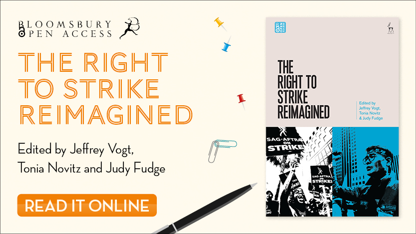 hartpublishing's tweet photo. Out now: 'The Right to Strike Reimagined' edited by Jeffrey Vogt, Tonia Novitz and Judy Fudge

The book speaks to the potential of a reimagined and revitalised right to strike.

Read #OpenAccess: https://t.co/t4G3Rw459A
More info: https://t.co/jBxIF7pZXA

@ILAW_Network https://t.co/hTRZUXdCqU