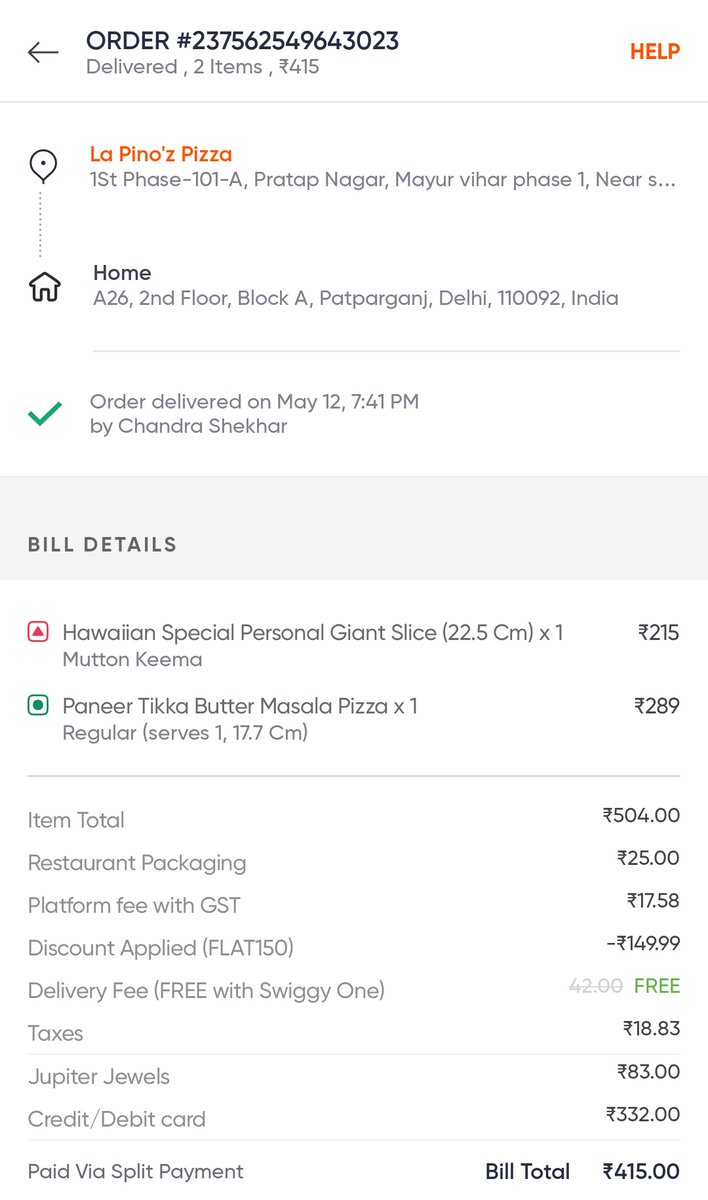Devnath07's tweet photo. Wow @Swiggy @SwiggyCares wow 👏 First I received the wrong item and then no resolution. Thanks to @LaPinozPizzaInd as well for such a wonderful experience. Never going to order anything from you @LaPinozPizzaInd. There's no accountability from anyone in this matter. https://t.co/WxCylUoSYZ