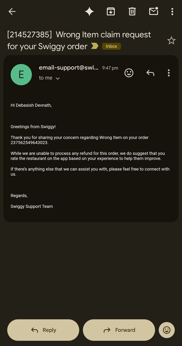 Devnath07's tweet photo. Wow @Swiggy @SwiggyCares wow 👏 First I received the wrong item and then no resolution. Thanks to @LaPinozPizzaInd as well for such a wonderful experience. Never going to order anything from you @LaPinozPizzaInd. There's no accountability from anyone in this matter. https://t.co/WxCylUoSYZ