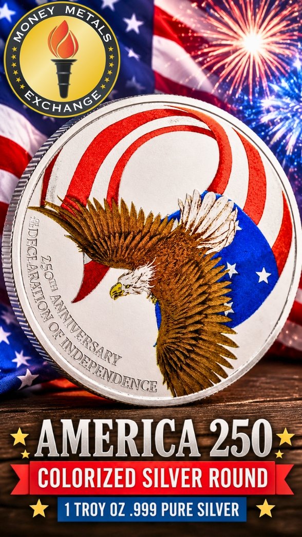 America 250th Anniversary 1 Ounce (Colorized) Silver Round, .999