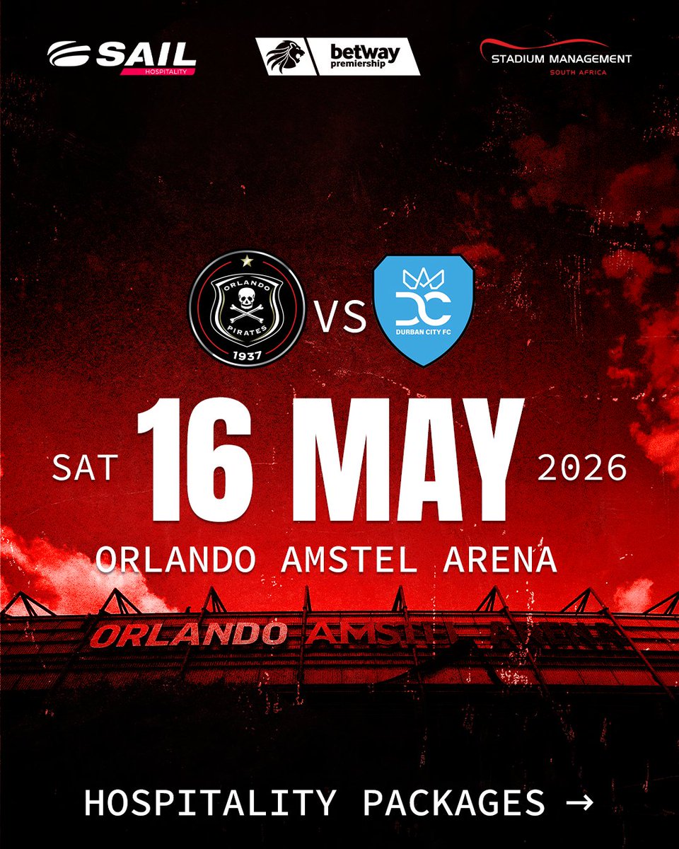 SAIL_360's tweet photo. Orlando Pirates vs Durban City

Will you experience it like a king? 

Grab your package now - https://t.co/p6QjN0Gh4H https://t.co/q1IldVrgZq