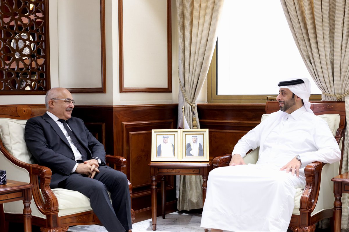 AzEmbassyQatar's tweet photo. H.E. Ambassador Dr. Adish Mammadov, met with H.E. Abdullah bin Hamad bin Abdullah Al Attiyah, Minister of Municipality of Qatar. During the meeting, the sides reviewed prospects for enhancing bilateral cooperation and exchanged views on areas of mutual interest. https://t.co/xV8HIOekw3