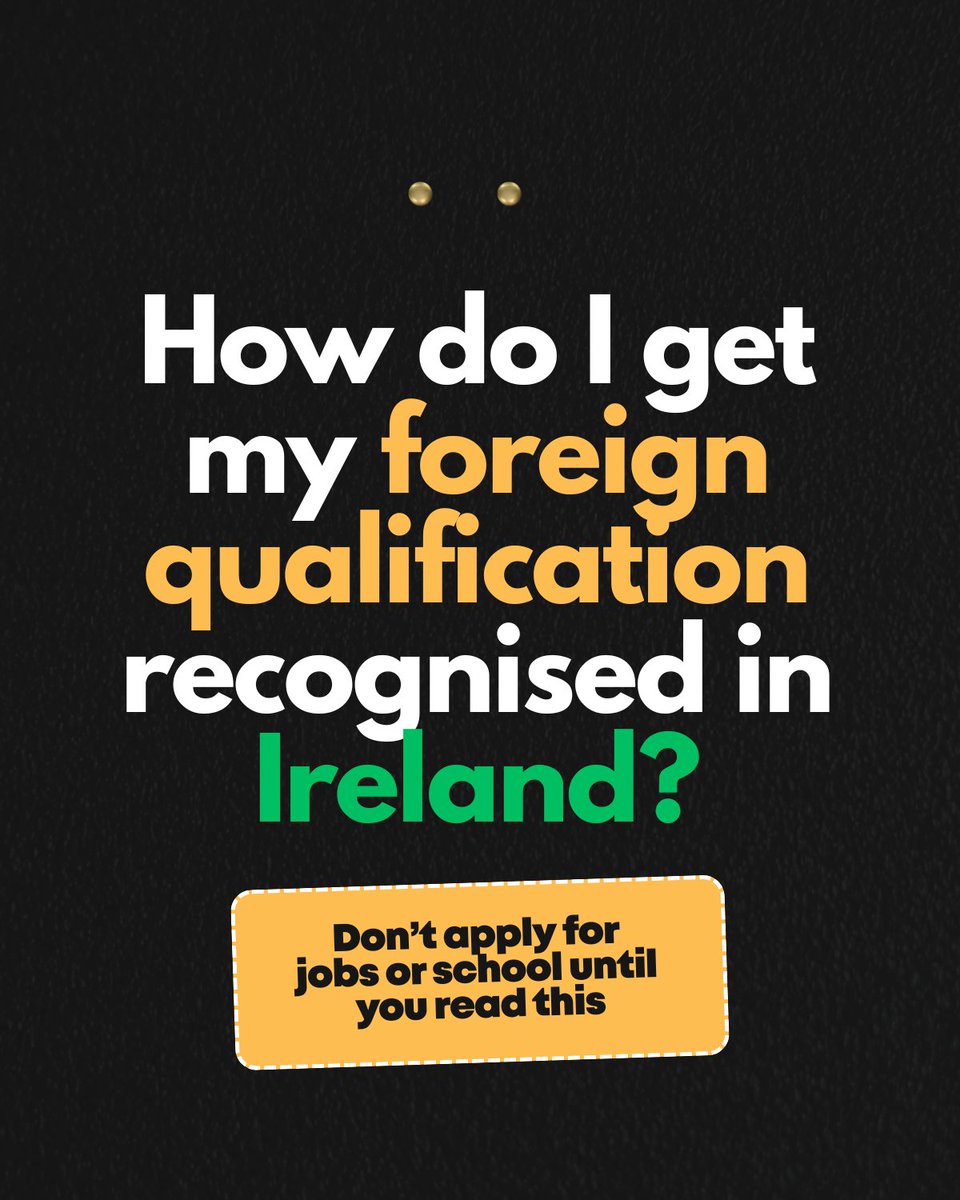 IASIRELAND's tweet photo. If you’re planning to work or study in Ireland, and your qualification is from outside Ireland, you may need to get it officially recognised before applying for jobs or schools.

If your qualification isn’t listed?
You can still apply for recognition advice online.
SEND US A DM https://t.co/Pn2ziUy8q4