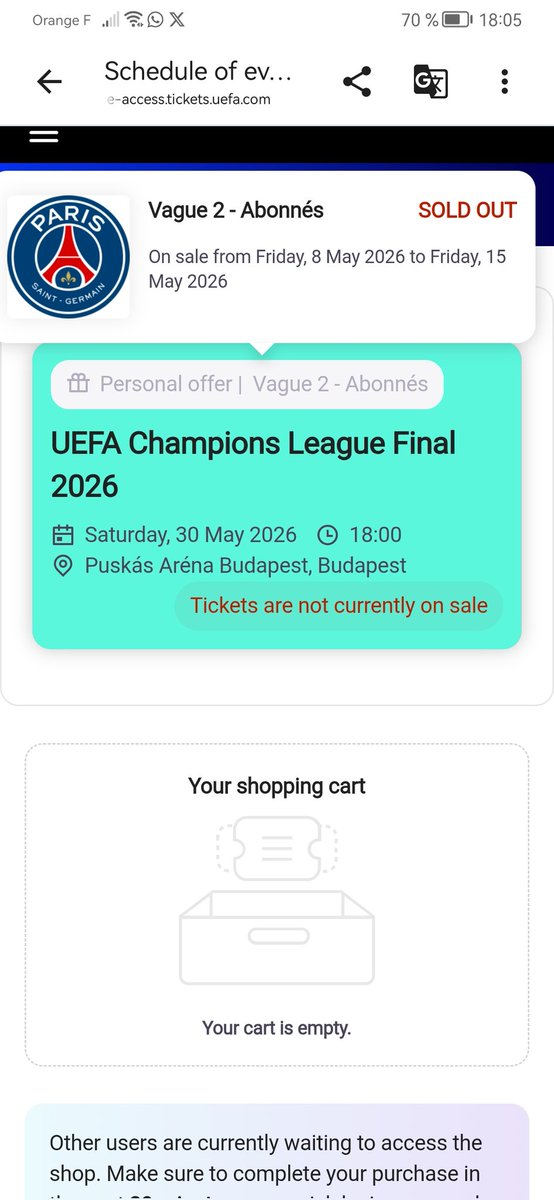 Simonipierre1's tweet photo. Mail reçu 18h connecté direct 5min  de waiting room... Sold out psg faut faire quelque chose on ne va pas vivre ça chaque année !! 😩😩 #vague2 #psg #ucl https://t.co/cTC3DDSwxU