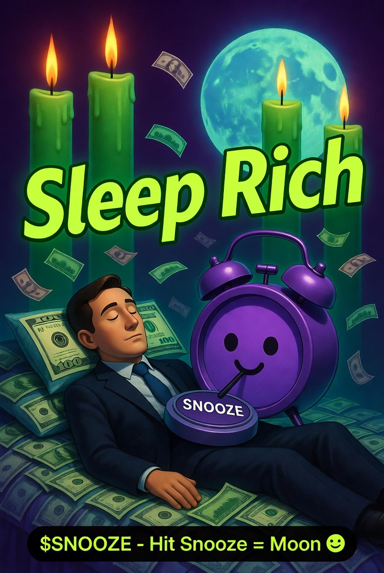 CoinSnooze's tweet photo. While they stress over charts... I just hit snooze and wake up rich 😴💰
$SNOOZE hitting different.
#SNOOZE #HitSnooze #NapClub https://t.co/5WZsPpyCVe