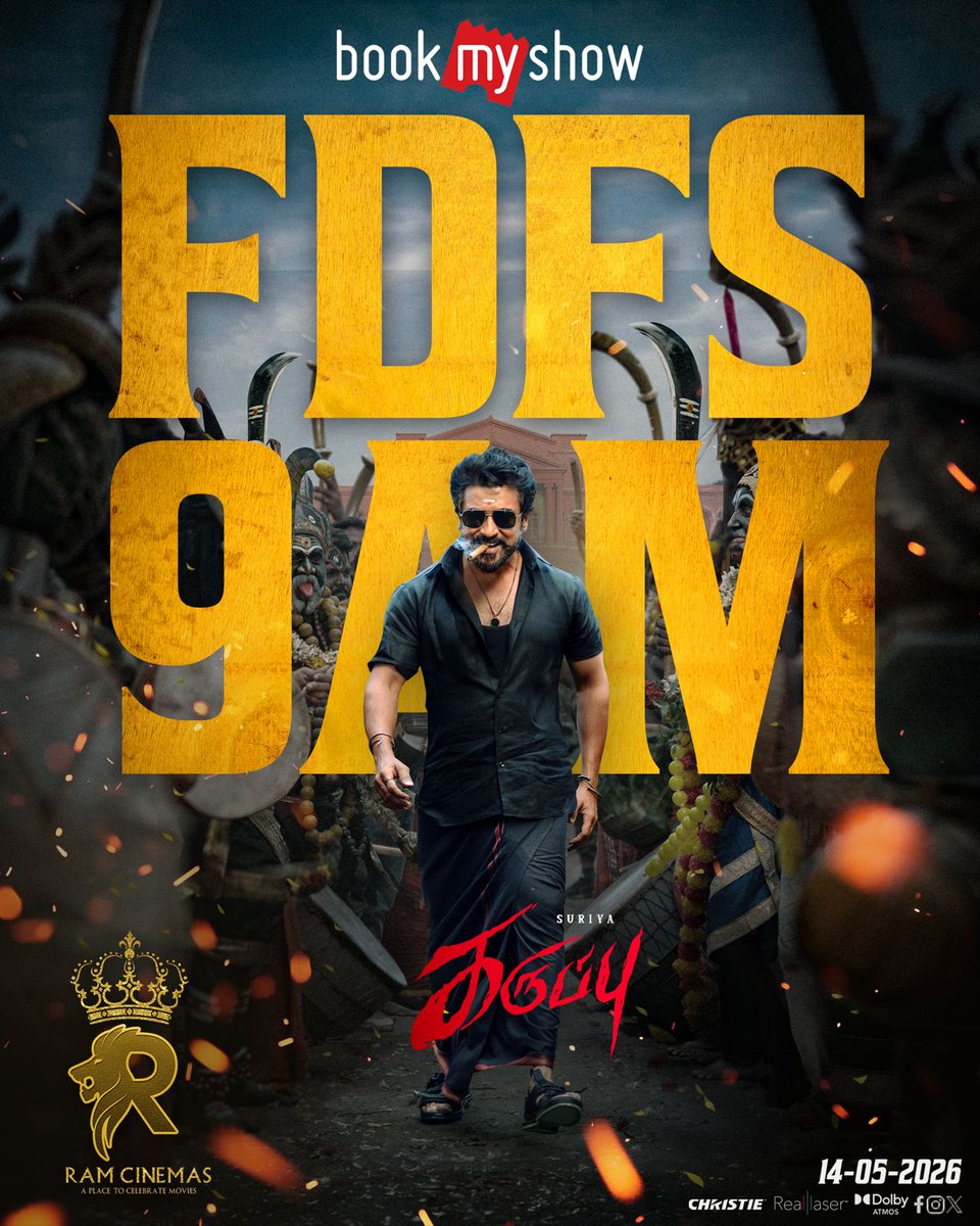 RamCinemas's tweet photo. Kick starting the Celebration for @Suriya_offl 's #Karuppu from 9 AM FDFS 💥💥

Vera level Celebration gonna Happen for #KaruppuInRamCinemas https://t.co/KGdaYSk3eJ