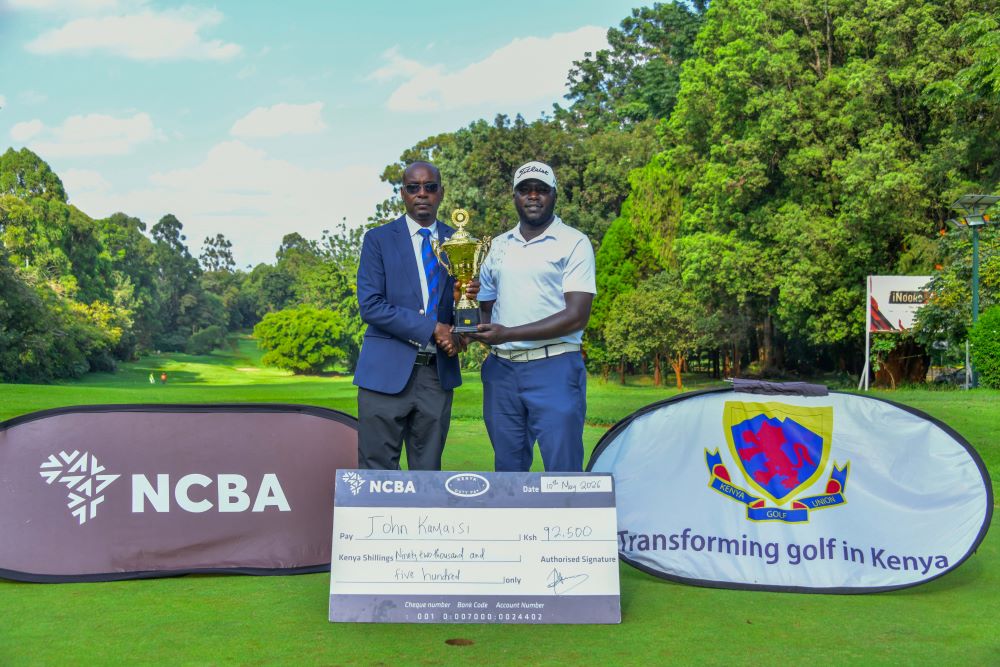 AnthonyAroshee's tweet photo. John Kamaisi, wa Nakuru Golf Club, alituzwa Ksh. 92, 500 baada ya kushinda Ubingwa wa Mashindano ya NCBA Kiambu Open 2026 huku matokeo hayo, yakimfanya Kamaisi kupande hadi nafasi ya pili kwenye orodha ya Kenya Amateur Golf Circuit Order of Merit, akiwa na jumla ya alama 344. https://t.co/MPoPlftw36
