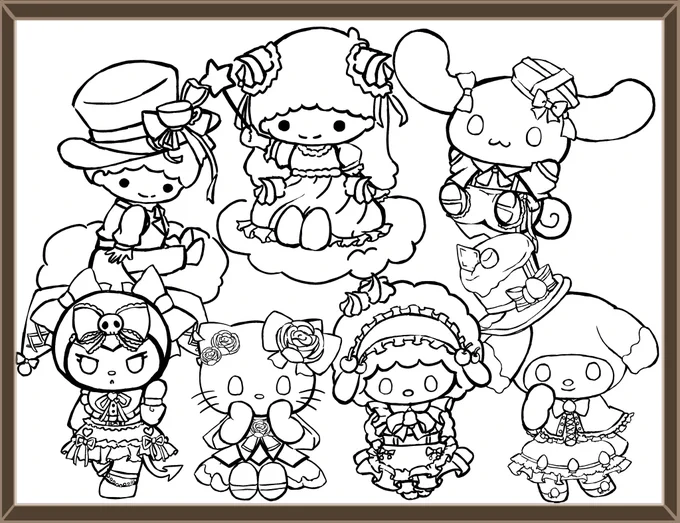 塗り絵ですのでぜひ
とか言ったら塗る人いるんでしょうか

#ぬり絵
#サンリオ 