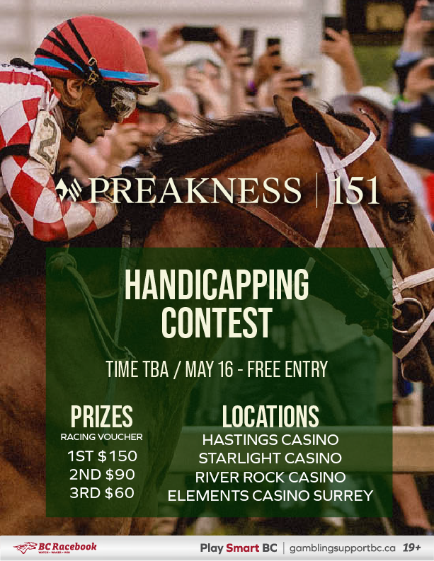BCRacebook's tweet photo. Join us for the contest this Saturday!
#ThePreakness #Preakness151 #LaurelPark #Thoroughbred #Horseracingtips #Vancouver https://t.co/QqwhDmyFyj