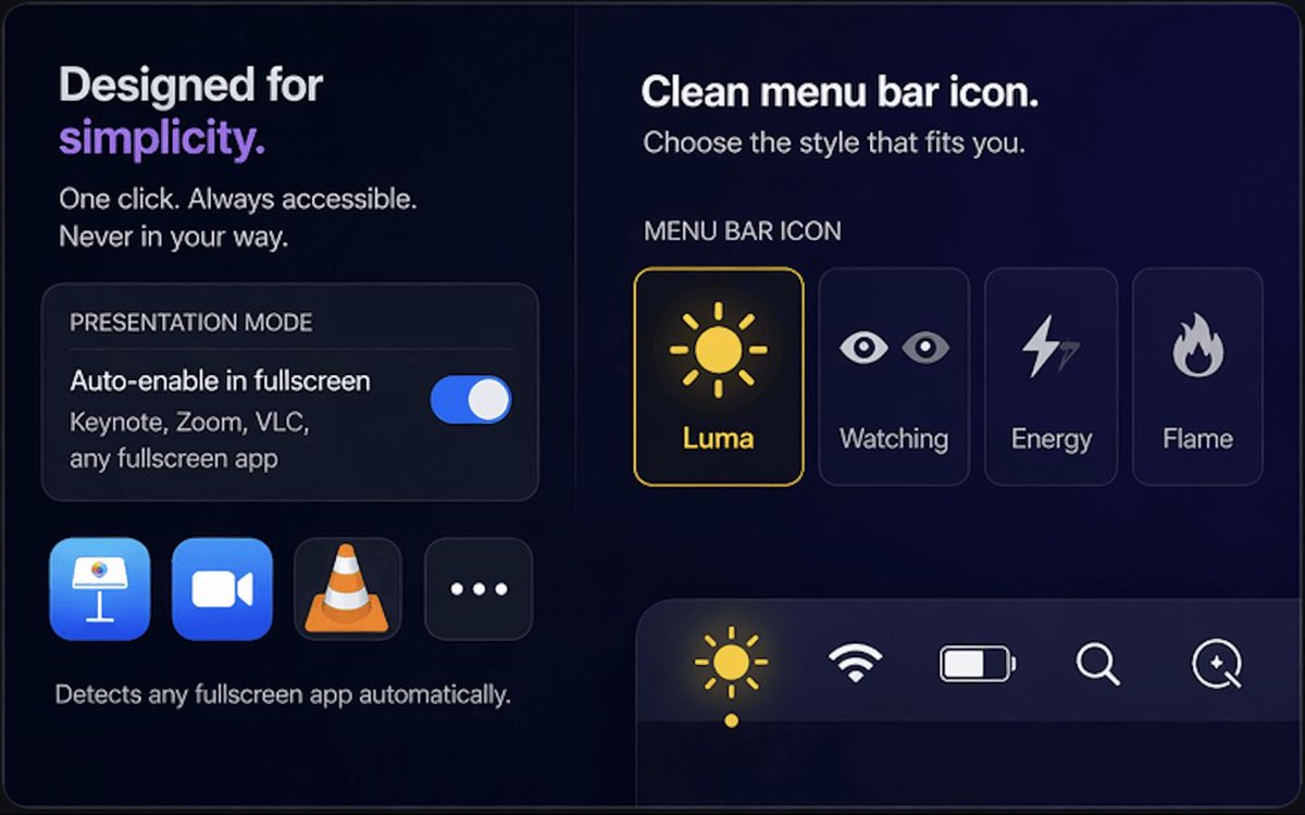astrolabs21's tweet photo. Menu bar utilities that quietly improve workflows are underrated.
Glowix has been one of those apps for me lately:
smart display wake control for macOS.
No more constantly touching sleep settings.
#macapps #indiedev #Apple https://t.co/smZrFf6N2u