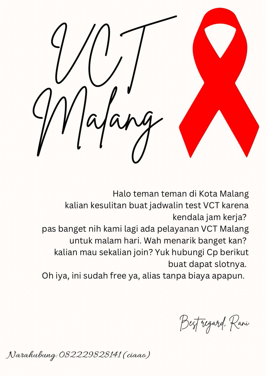 vctmalang's tweet photo. Halo teman teman di malang. #vctmalang lagi buka layanan tes HIV malem hari nih. Dan ini gratis tis. Buat kalian yang mau join bisa dm atau chat nara hubung yaa. Segera amankan slot kalian, karena slot terbatas. https://t.co/n6ZjzDxw2S