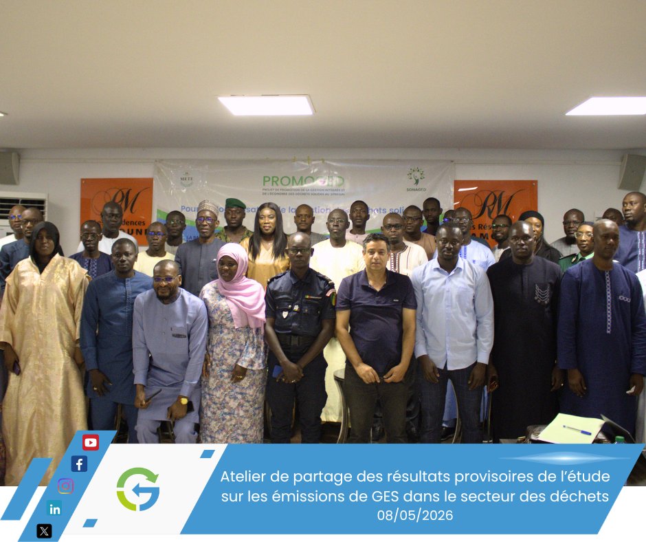 PromogedSenegal's tweet photo. Le #PROMOGED et la Direction du Changement climatique, de la Transition écologique et des Financements Verts (#DCCTEFV) ont organisé l’atelier de validation provisoire de l’étude sur les #émissions de gaz à effet de serre (#GES) du secteur des #déchets solides au Sénégal. https://t.co/LeAa1AovuI