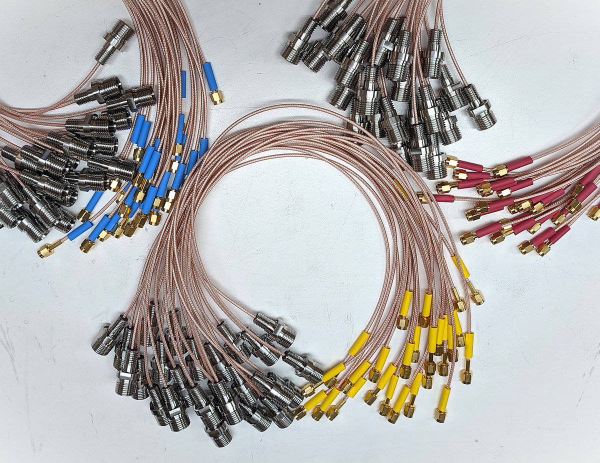 BlueTrailEng's tweet photo. We're really good at COLORS and CUSTOMIZATION.

Our unique underwater cable construction method allows us to use a wide variety of bright colors (either transparent or opaque) for the cable jackets. Our standard cable jacket color is black, but don't hesitate to ask for something different. It'll make your system both easier to use and nicer to look at!

We also do a ton of custom jobs, like these coaxial bulkhead connectors with color-coded SMA terminations. We can't do it all, but when a customer asks for something custom, we try our best!