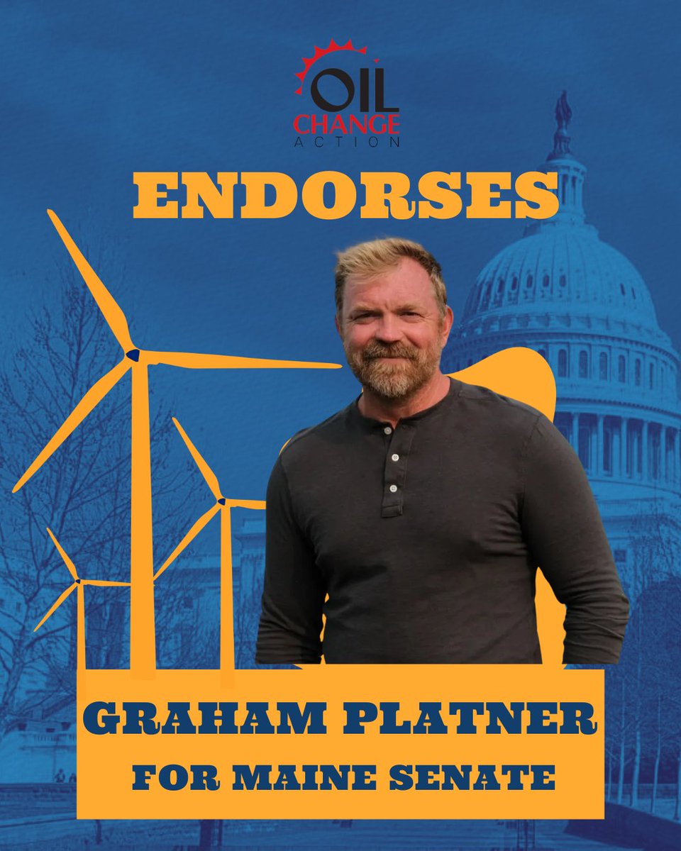 OilChangeAction's tweet photo. Graham Platner (@grahamformaine) is running to reclaim our democracy from corporate special interests, including Big Oil.   

We are proud to endorse Graham’s fight for a better political system, a better Maine, and a better future.

@ClimateHawkVote  @fwaction @foe_us https://t.co/ZGN5264Dvs