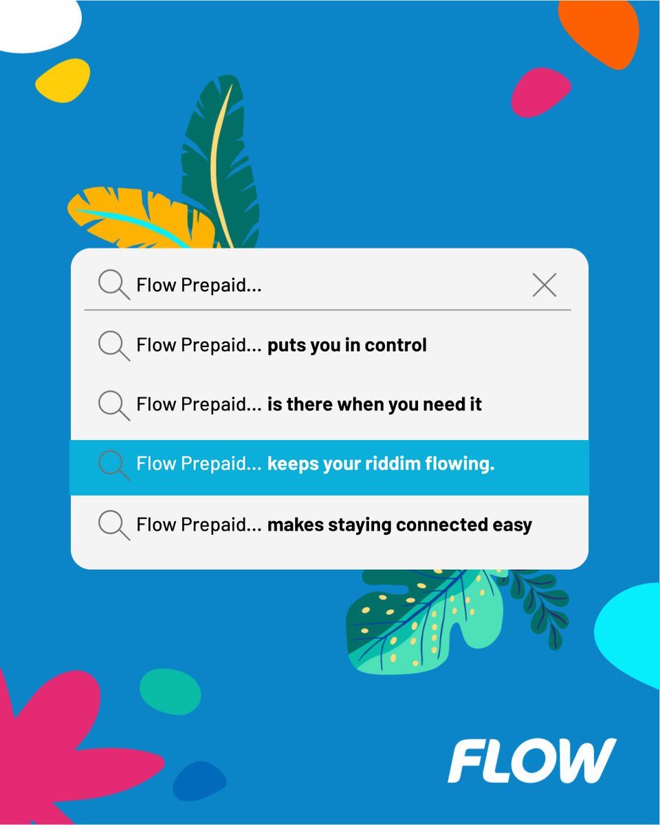 FlowTCI's tweet photo. Top up, stay in control and stay connected.
Keep your riddim flowing with Flow Prepaid. 💙 https://t.co/3YtlkqJcqo