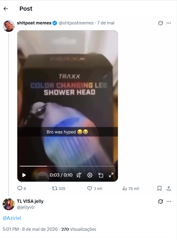 Aziriel's tweet photo. @jellyvlr ouvi dizer que o chuveiro com led consome mais da placa de vídeo. Diminui o FPS. https://t.co/E5XlPANbJF