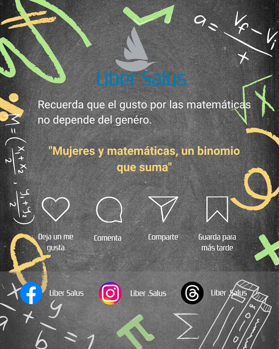 LiberSalus's tweet photo. Hoy se celebra el Día Internacional de las Mujeres en Matemáticas, tiene como propósito #visibilizar el trabajo de las mujeres matemáticas, #inspirar a mujeres y niñas a seguir carreras en #matemáticas e #impulsar la igualdad de genero en disciplinas #stem https://t.co/M0ATEqYPpD