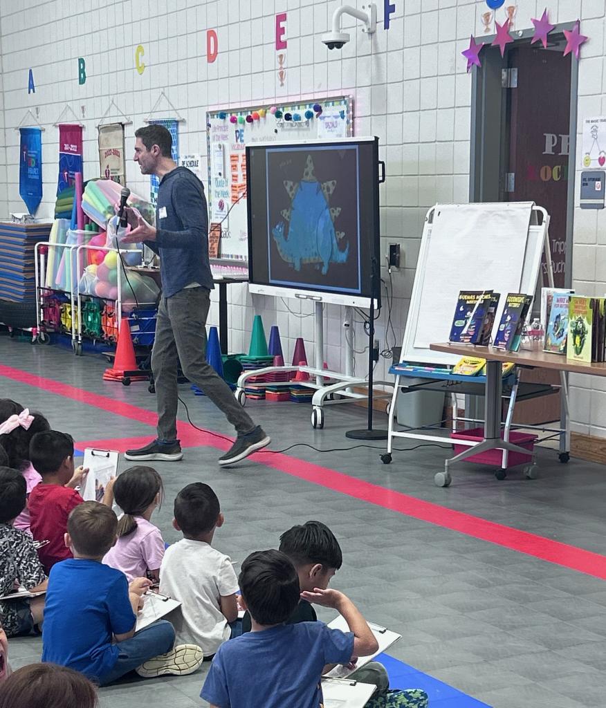 TISDCPES's tweet photo. Author Ross Burach visiting our @TISDCPES Wildcats today. 📚 📖 @TomballISD @TISD_Libraries https://t.co/TDOYV75uBp