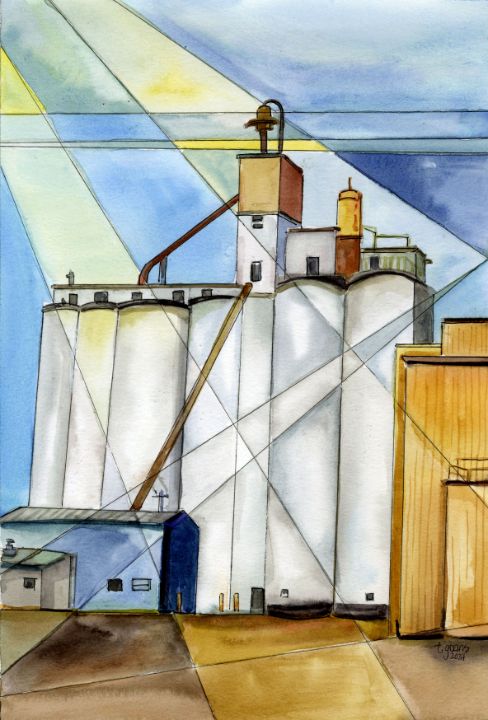 GoansArtRoom's tweet photo. Art of the Day! "Downtown Grain Elevator". Buy at: https://t.co/cbrjGBdEsw https://t.co/V8uW9CJneE