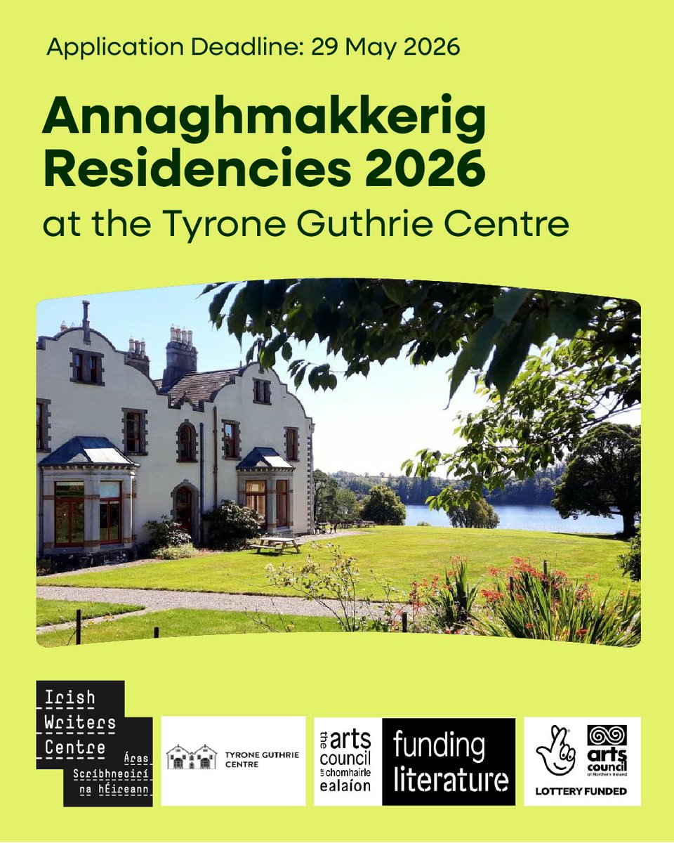 IrishWritersCtr's tweet photo. NEW WRITERS’ RESIDENCY!

We are delighted to announce six new, week-long residencies at the Tyrone Guthrie Centre, Annaghmakerrig.

🔗Full details can be found on our website: https://t.co/TUgaf1C5jR

@TyroneGuthrie https://t.co/3FEWTjOH5G