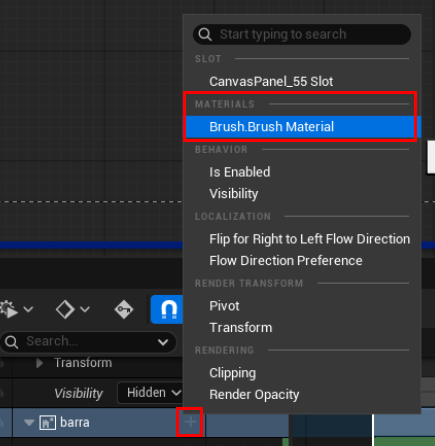 bardo_lab's tweet photo. @fabtjar @Arplay18 yep! When you make a parameter on material, and then use it on the umg, you can add it on the tracker by clicking on the + icon, then on Brush.Brush Material https://t.co/I4S1mtytTq