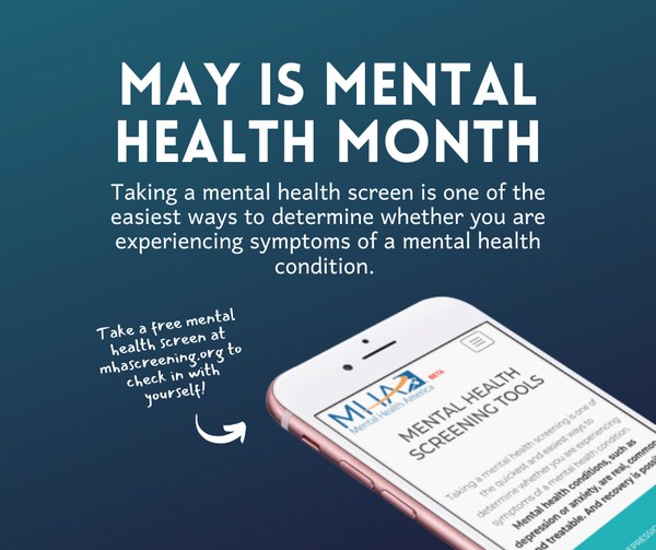 MSCFCT's tweet photo. Did you know that May is Mental Health Awareness Month? Mental health conditions, such as depression or anxiety, are common and treatable, and screening is one of the quickest and easiest things to do. Take a screening here: https://t.co/nuFw5oEPso https://t.co/K7yzKXgFHV