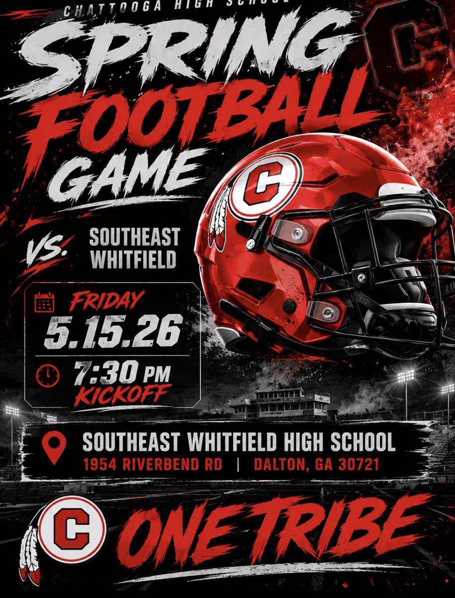 chattoogaFB's tweet photo. Come out and support our 2026 Chattooga Indians football team as we kick off our season Friday at SE Whitfield. https://t.co/OgYjDqW0wj