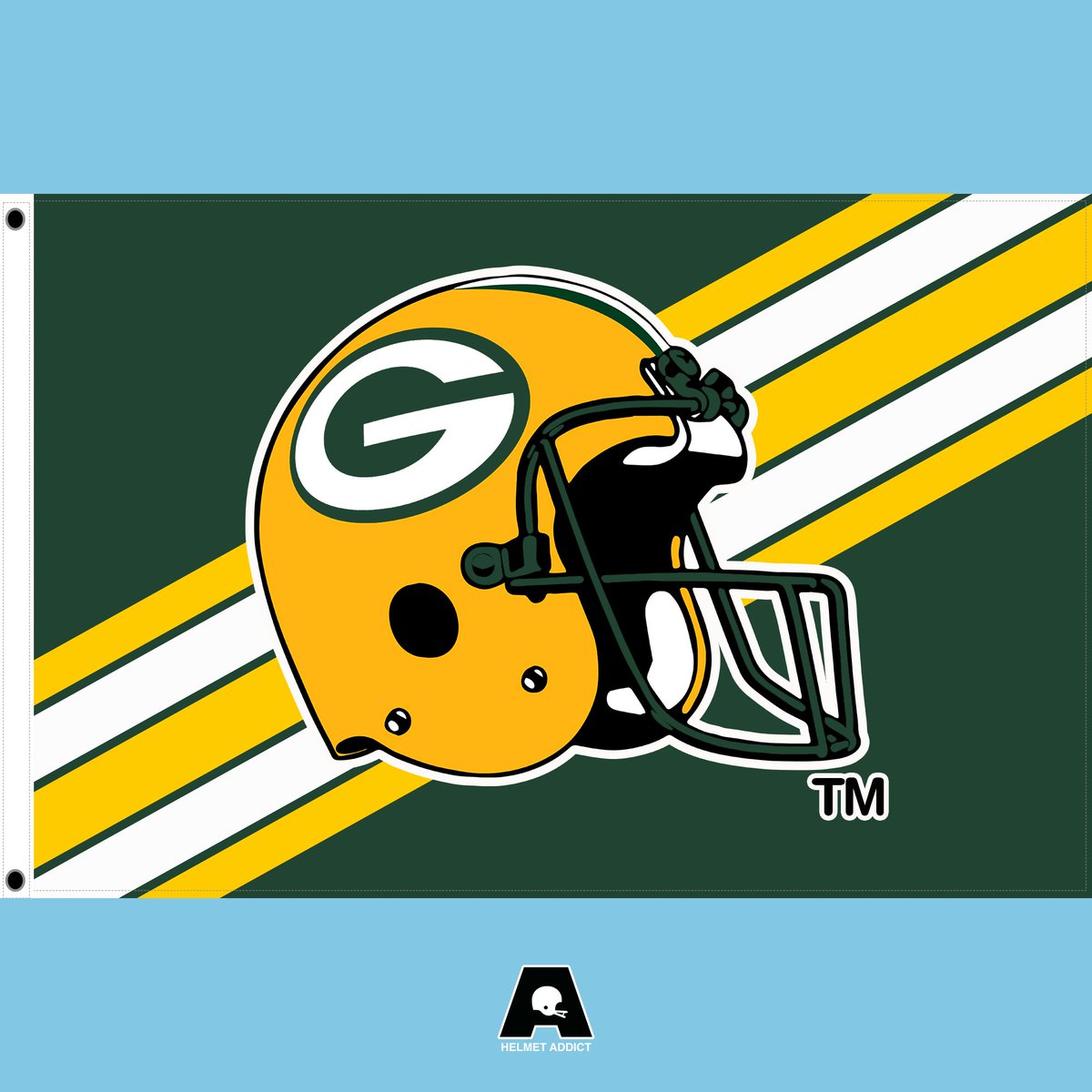 HelmetAddict's tweet photo. Packers 80s style flags then and now. Only difference here is the updated sleeve stripe. There are differences in where the decal was placed in the 80s compare dnow, but this doesn't account for that difference. https://t.co/6szqKgYjWl