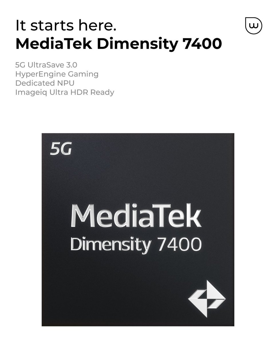 thewobble_life's tweet photo. Every great battery story starts before the battery.
Wobble One runs on the MediaTek Dimensity 7400 — 5G UltraSave 3.0, HyperEngine Gaming, NPU 655, Ultra HDR.
Built for efficiency at every layer.
More on what that means for your battery. Tomorrow. #WobbleOne https://t.co/2io46b35Jc