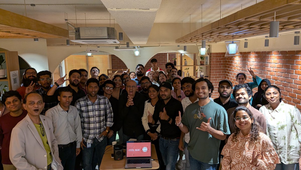 js__x__'s tweet photo. Wrapped Day 1 of the @claude code community event in Bengaluru — what a room. 🔥

Founders, engineers, designers, product people — all different backgrounds, one shared obsession.

Every break turned into a new connection. That's the CCCL energy.

#ClaudeCode #Bengaluru #CCCL https://t.co/eEjEsSC5Bs