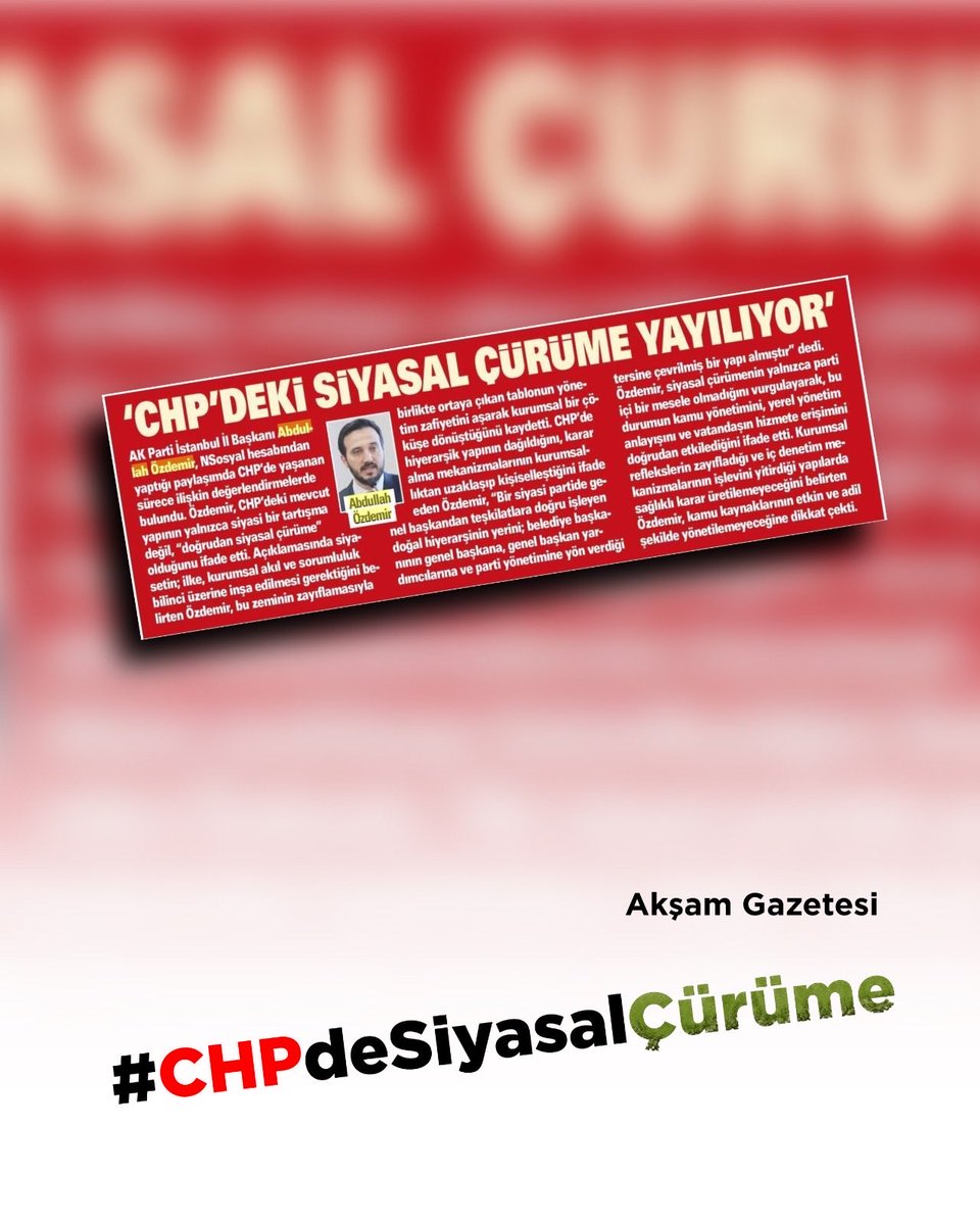 avcilarakparti's tweet photo. CHP’li belediyelerde her gün yolsuzluk haberi duyuluyorsa, #CHPdeSiyasalÇürüme’den söz etmenin zamanı gelmiştir. https://t.co/1bvqWpXK94