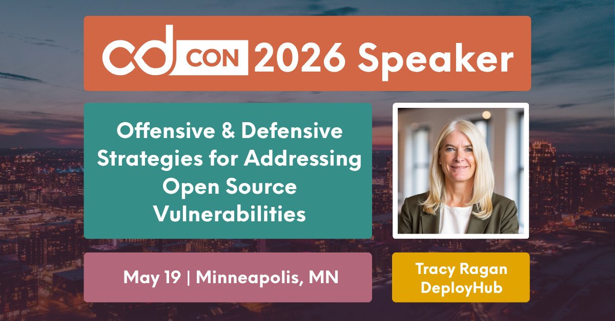 CDeliveryFdn's tweet photo. 📣 #cdCon | May 18–19 | Minneapolis, MN at #OSSummit
⚡ Offensive and Defensive Strategies for Addressing Open Source Vulnerabilities - Tracy Ragan, DeployHub, Inc. || Abstract: https://t.co/bkiZVY0dtv
➡️ Event details: https://t.co/Tffjtg1zgB https://t.co/nbFhIh6Ana