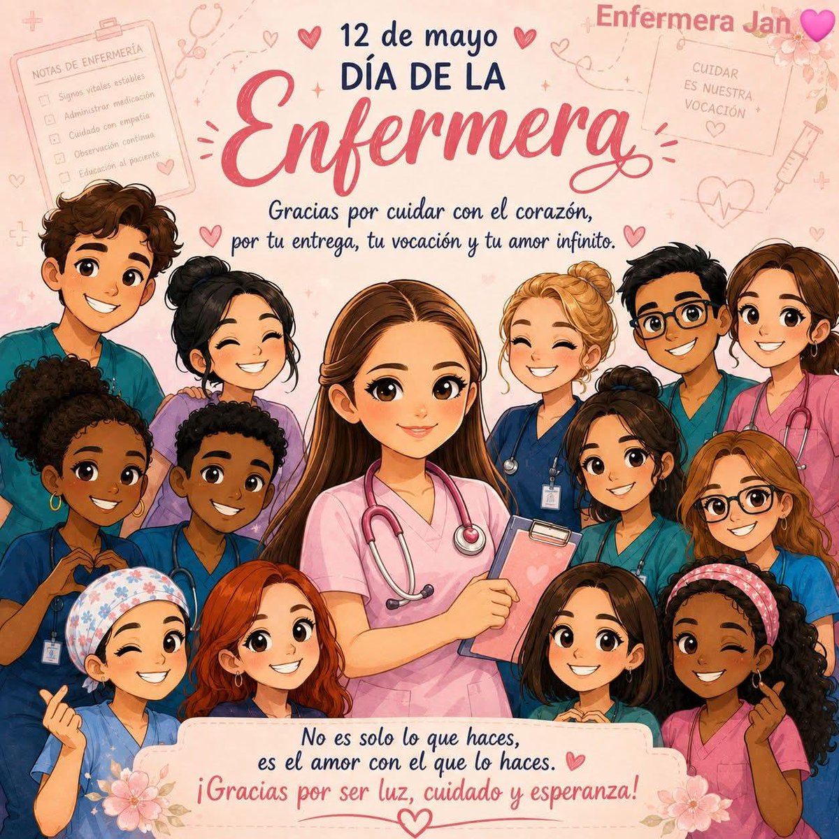 A mis amigas, amigos, compañer@s, maestr@s, que nos formaron en este terreno del cuidado, de la empatía, del amor incondicional para curar. 
Abrazos, felicitaciones, mis respetos:
     E N F E R M E R I A