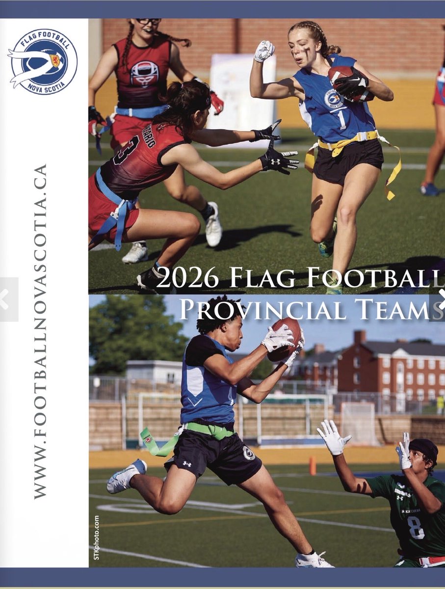 FootballNS's tweet photo. 🏈 Flag Elite Nationals are in Kingston, Ontario this weekend!
Check out the FLAG 2026 Media Guide, featuring this year’s provincial teams ready to compete on the national stage. 💙💛
👉 https://t.co/Eq7IGSYimx

#BelieveInEachOther
#TogetherWeAre
#TeamNS https://t.co/qg6u0XYuY9